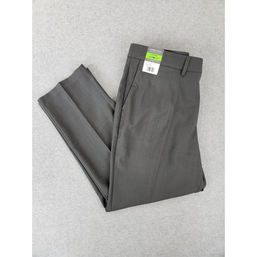 HAGGAR Super Flex Waistband Repreve Gray Pants Dress Grey Size 40 X 30 NEW -SOFT
